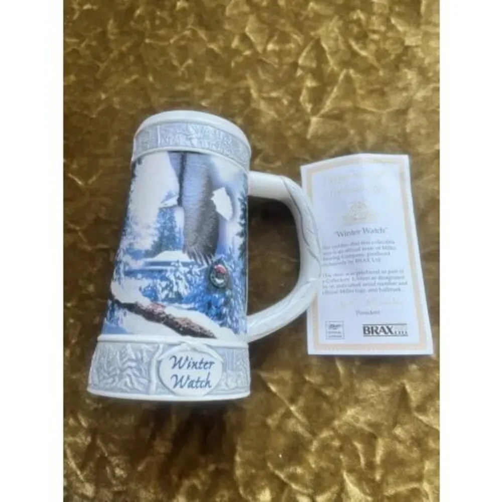 Miller Brewing Company Collectors Stein Winter Watch Eagle Advertising COA (6871